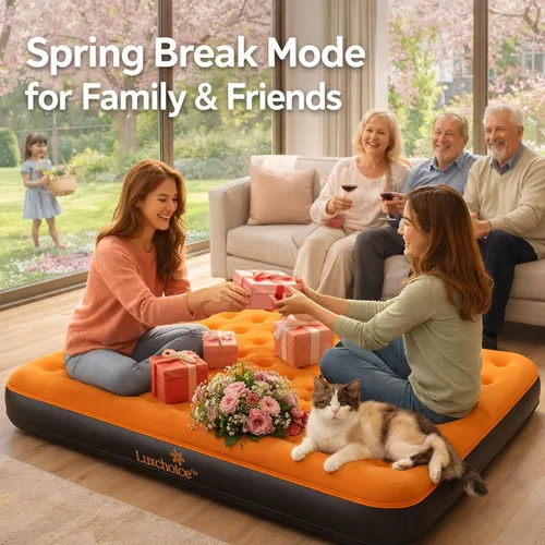 Vista 2 de Colchón de aire Luxchoice con bomba recargable USB incorporada, colchón inflable portátil para acampada, colchón hinchable, cama de aire, cama