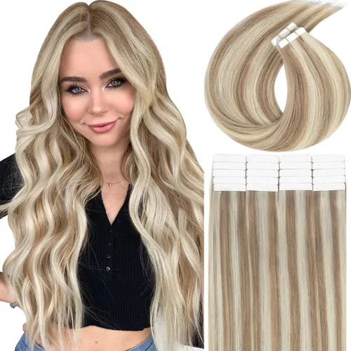 Vista 20 de Lacer Extensiones de cabello con cinta invisible, color negro natural, extensiones de cabello con cinta invisible, 18 pulgadas, cabello humano real