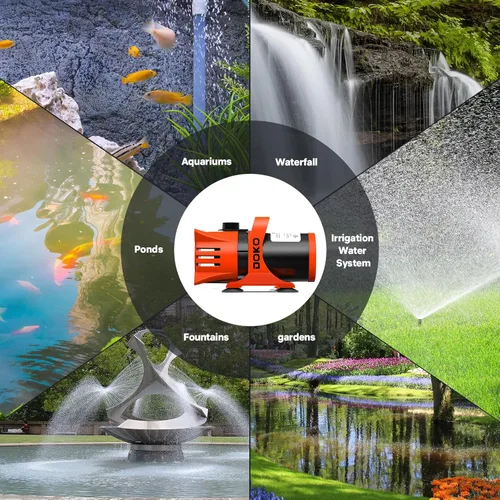Vista 8 de DOKO Bomba de agua sumergible de 1800 GPH, bomba de estanque ajustable de 180° con cable de alimentación de 20 pies, bomba de estanque ultra