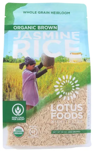 LOTUS FOODS Arroz orgánico de jazmín marrón, 30 onzas