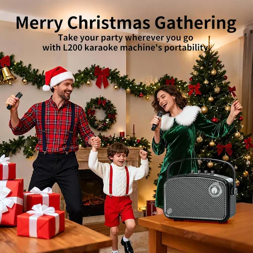 Vista 5 de Amplificador de voz potente de 120 W con 2 micrófonos UHF, altavoces Bluetooth con ajuste de graves/trable/eco, sistema de altavoces PA pequeño