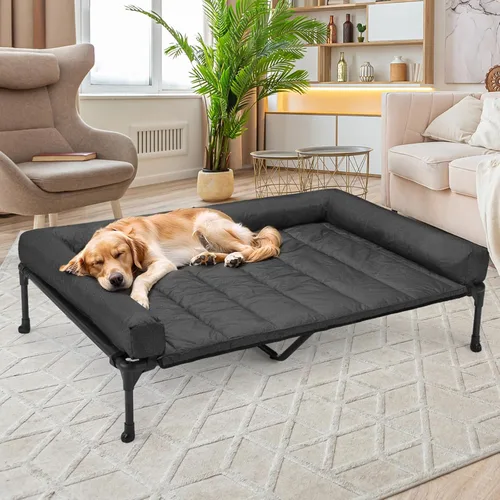 Vista 7 de Veehoo Cama elevada refrescante para perro que incluye cojín de refuerzo extraíble e impermeable, cuna elevada para mascotas con malla Teslin