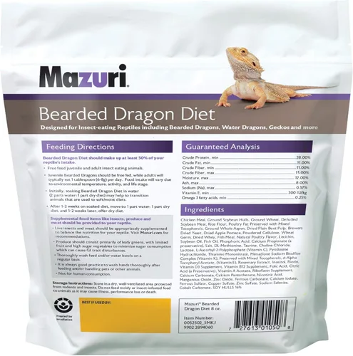 Vista 2 de Mazuri Comida de dragón barbudo - Porción de insectos de una dieta completa Bolsa de 8 onzas (8 onzas)