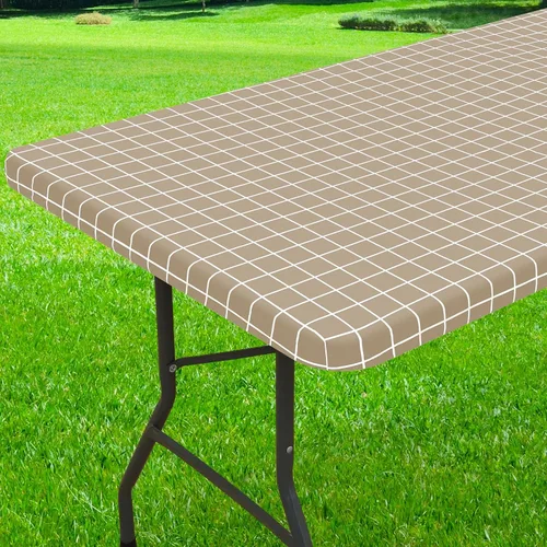 Vista 83 de Mantel rectangular, manteles de plástico elásticos ajustables con parte trasera de franela para mesas de 4 pies, manteles de vinilo impermeables