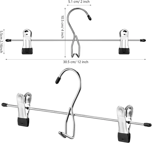 Vista 2 de 12 piezas de suministros de dormitorio universitario decoración falda pantalones perchas con clips resistente clip ahorro de espacio apilable añadir