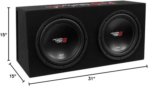 Vista 2 de Cerwin Vega XED Series Subwoofer doble de 12 pulgadas, 600 W RMS, 2 ohmios cargados, clase D de alta eficiencia, carcasa de MDF ventilada, refuerzo