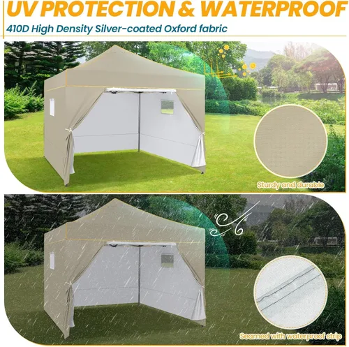Vista 3 de COBIZI Tienda de campaña desplegable de 10 x 10 pies, toldo instantáneo comercial resistente con 4 paredes laterales, proveedor impermeable