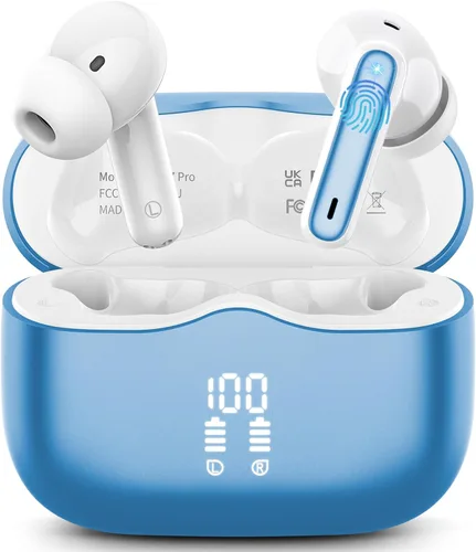 Vista 9 de Auriculares inalámbricos, Bluetooth 5.4 con 4 micrófonos ENC con cancelación de ruido, nuevos auriculares inalámbricos HiFi Stereo Deep Bass 40H