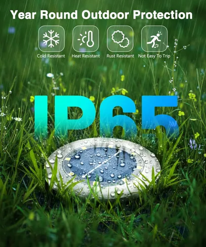 Vista 4 de Paquete de 12 luces solares de suelo mini, luces solares impermeables para exteriores, luces de jardín solares para exteriores, iluminación