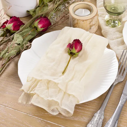 Vista 5 de Socomi Servilletas de Gasa Beige para Otoño y Acción de Gracias, Tela de Queso, Conjunto de 10 Servilletas Lavables de Boho para Cena, Ideales