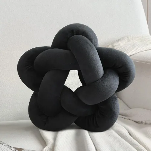 Vista 7 de Almohada de felpa con nudo hecha a mano, almohada de estrella anudada suave para sofá, cojín lumbar, cojín de estrella de relleno para el hogar