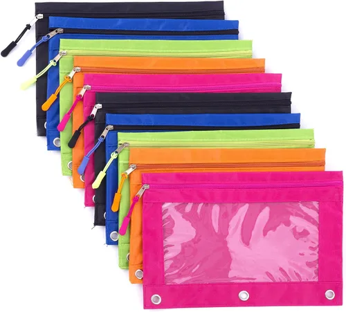 Vista 10 de DoDoMagxanadu Estuche para lápices con tiradores de cremallera, estuche para lápices para carpetas de 3 anillos con ventana transparente