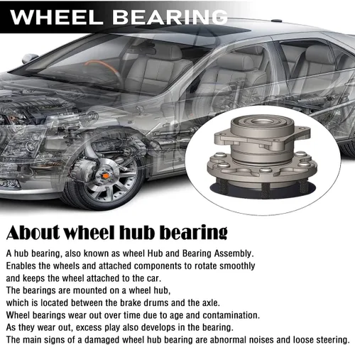 Vista 6 de AUQDD 512500 (para vehículo AWD) Buje de rueda trasera y conjunto de rodamiento compatible con Fo-rd Escape 2013-2018/Lin-coln MKC 2015-2019