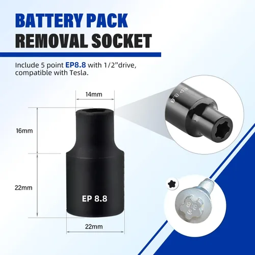 Vista 3 de AKM Juego de enchufes Torx Plus externos de 19 piezas, 6 puntos E-Torx Star Torque Juego de zócalos de torque, acero Cr-v EP4-32 con 1/2 pulgadas