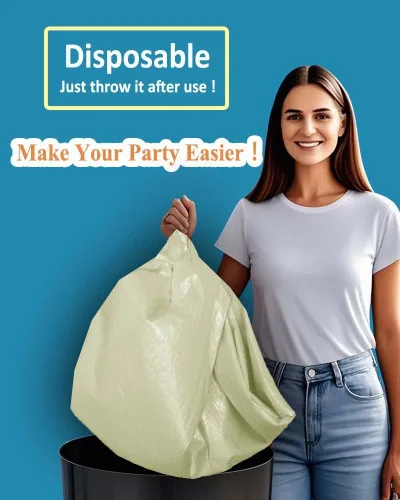 Vista 6 de Cream White Disposable Paper Tablecloth Rectangle 4 Pack, 54×108 Inch Waterproof Paper with Plastic Backing Party Table Cover for Graduation