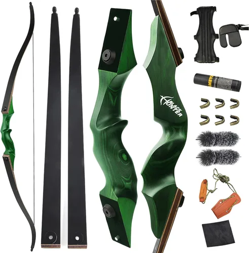 Vista 13 de 60” Black Hunter Original Recurve Bow for Adults American Hunting Longbow Archery Bow 20-60lbs Right Handed for Archery Hunting Shooting Practice