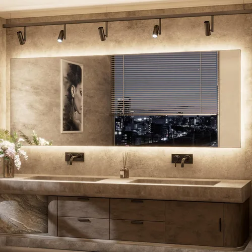 Vista 12 de TETOTE - Espejo retroiluminado para baño con luz, botón táctil regulable y función antivaho (horizontal o vertical)