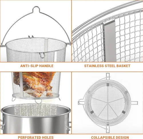 Vista 3 de Onlyfire - Cesta para freidora de pavo, cesta plegable desmontable para freidora de pavo Char-Broil Big Easy sin aceite 17102065, 14101480 y olla