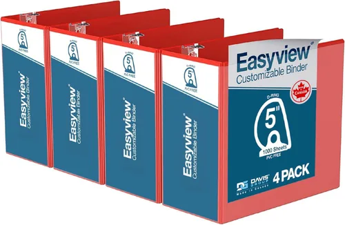 Vista 17 de Easyview - Carpetas prémium de 3 anillas con cubiertas transparentes y anillos en D, carpetas para escuela u oficina, 1 pulgada, paquete de 6