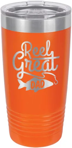 Vista 8 de REEL GREAT DAD BLACK Vaso de bebida de 20 onzas con pajita Taza de viaje grabada con láser Comparar con Yeti Rambler Idea de regalo para papá