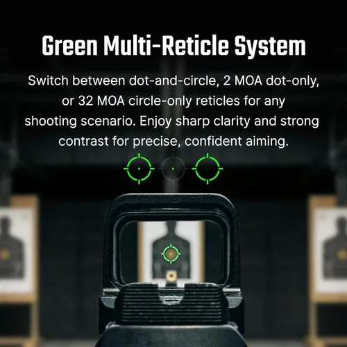 Vista 3 de OSIGHT SE Enclosed Micro Reflex Sight – 2 MOA Dot & 32 MOA Circle Dual Reticle, RMSc/K Footprint Compatible, Compact Enclosed Red Dot Sight for