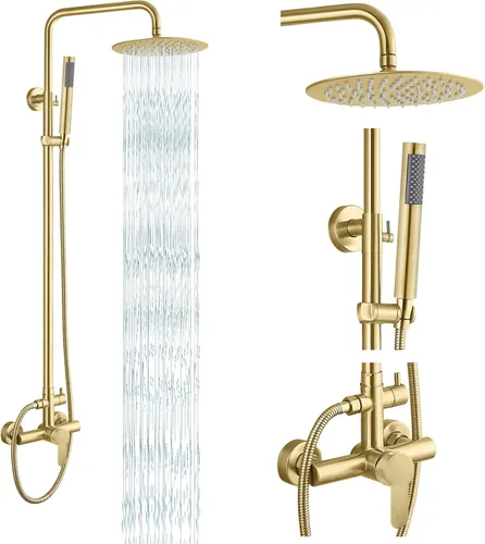 Vista 13 de gotonovo Accesorios de ducha al aire libre SUS304 Kit de ducha de lluvia de acero inoxidable grifo de alta presión montaje en pared 2 doble función