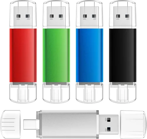 AreTop Unidad USB C USB 2.0 de 64 GB, unidad flash dual de 64 GB, unidad USB 2 en 1 portátil tipo C Memory Stick para teléfonos inteligentes Paquete