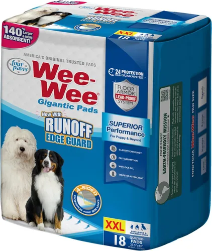 Vista 11 de Four Paws Wee-Wee - Almohadillas grandes para orina de rendimiento superior sin perfume para perros y cachorros, protección acolchada a prueba