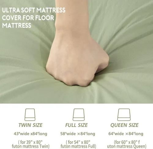 Vista 5 de Funda de futón 100% algodón lavado con cremallera para colchón de futón japonés, súper suave y lavable a máquina, tamaño individual