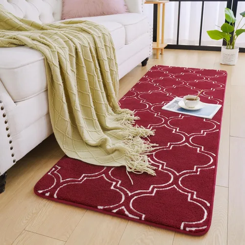 Vista 3 de Chicrug Alfombra geométrica moderna de estilo shag para dormitorio, alfombra de felpa de 2 x 6 pies con espuma viscoelástica para pasillo