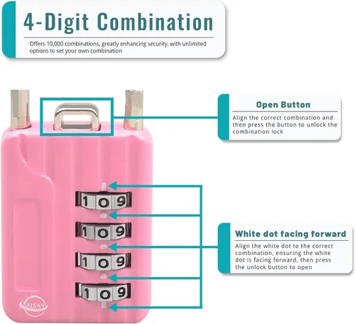 Vista 4 de Cable de 4 dígitos con combinación de cerraduras de 4.7 pulgadas para casillero de gimnasio escolar, casco, archivadores, caja de herramientas