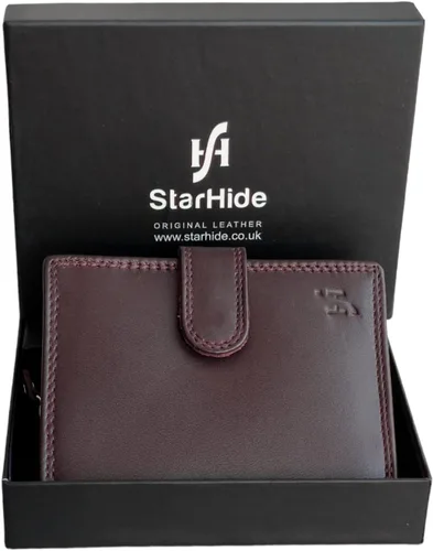 Vista 7 de Starhide Billetera de cuero con bloqueo RFID para hombre con cremallera externa alrededor de monedero, monedero 1080 (marrón), Marrón, Cartera