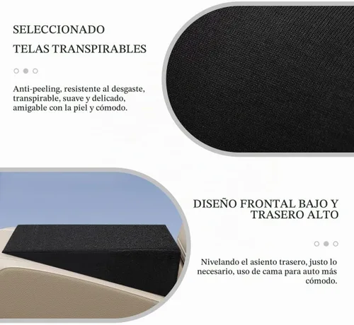 Vista 3 de Cojín de cuña para asiento de coche, cómodo cojín de espuma ergonómico con diseño en ángulo, almohadilla de asiento para coche, cojín de apoyo