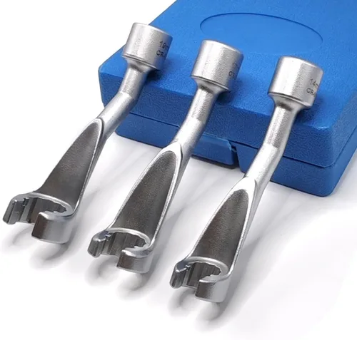 Vista 6 de Juego de 3 piezas de 14mm 17mm 19mm 1/2" Dr. Juego de tuercas de línea de combustible de inyección de carril común, 12 puntos de Juego de tuercas