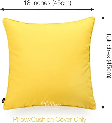 Vista 3 de Hofdeco Solo funda de almohada para interiores y exteriores, resistente al agua para sofá de patio, amarillo blanco sólido, 18 x 18 pulgadas