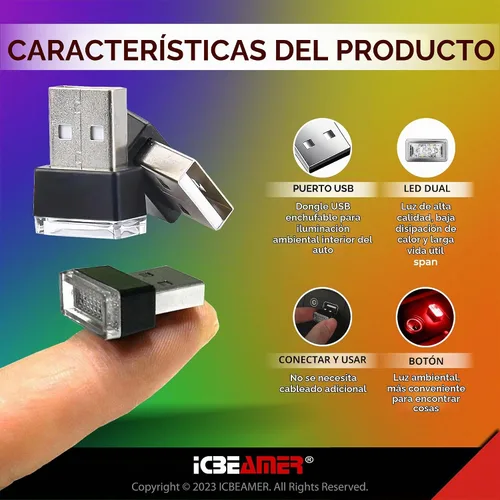 Vista 2 de ICBEAMER Paquete de 1 luz LED USB mini (rojo) Kit de iluminación de acento interior/nano para coche, enchufe directo, iluminación ambiental