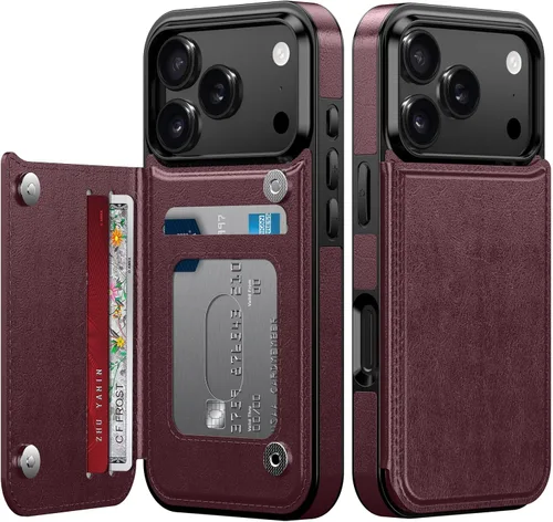 Vista 614 de LETO para iPhone 15 Pro Funda tipo cartera - Tapa tipo folio con patada - Diseños de moda - Tarjetero - Funda protectora para mujeres y niñas - 6.1