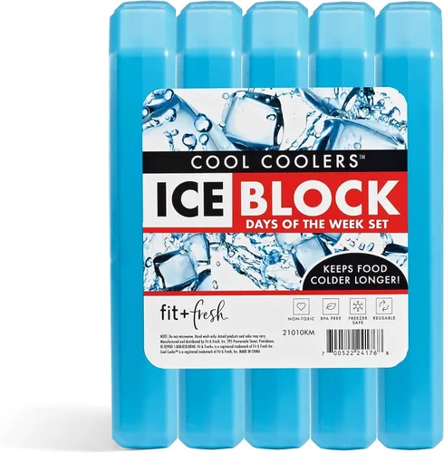 Vista 5 de Cool Coolers de Fit + Fresh, paquete de 5 bloques de hielo para los días de la semana, paquetes de hielo compactos y reutilizables para loncheras