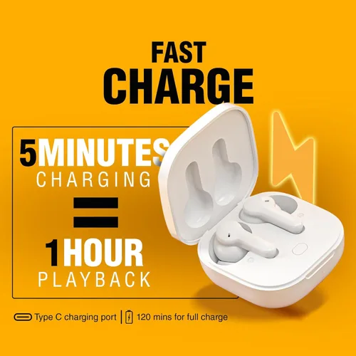 Vista 5 de QCY T13 Auriculares inalámbricos verdaderos Bluetooth 5.1 Auriculares con control táctil con estuche de carga Auriculares estéreo impermeables Blanco