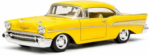 KiNSMART 1957 Chevy Bel Air Coupé 1:40 Escala 5" Die Cast Metal Coche de Juguete Clásico (Amarillo)