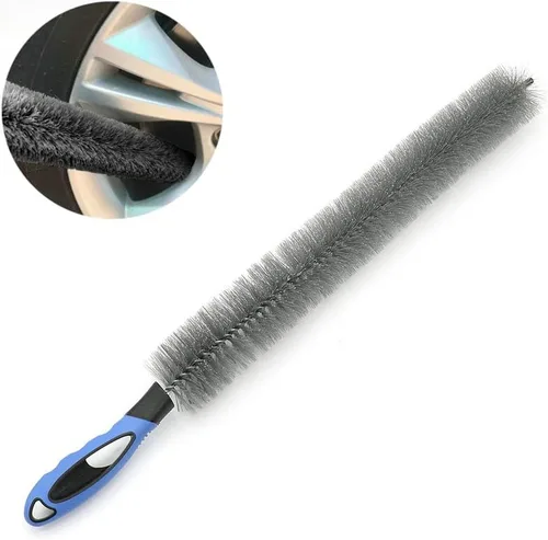 Vista 2 de Herramienta de lavado de cepillo de rueda de neumáticos de limpieza de automóviles de 23.6 in, cepillo de mango largo, cepillo de microfibra