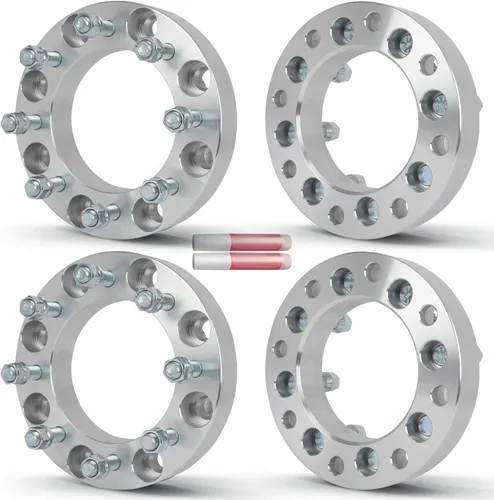 OCPTY 4 adaptadores espaciadores de rueda de 8 x 180 a 8 x 6.5 pulgadas, pernos de 14 x 1.5 pulgadas, adaptadores de espaciadores de rueda forjados