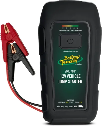 Battery Tender Arrancador de litio de 2000 amperios, estación de energía portátil de 16000 mAh, linterna LED estroboscópica de emergencia, 3 puertos