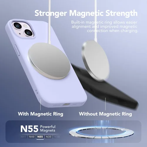 Vista 1245 de GONEZ Funda magnética para iPhone 14, compatible con Magsafe, con protector de pantalla + protector de cámara, forro de microfibra antiarañazos