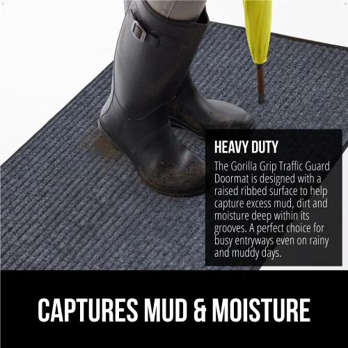 Vista 4 de Gorilla Grip - Tapete afelpado original de goma con perfil bajo, resistente, duradero, impermeable y fácil de limpiar para interior y exterior
