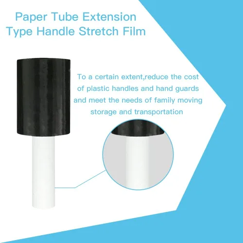 Vista 4 de Película elástica con asa, 5 pulgadas x 1000 pies, envoltura retráctil para suministros de mudanza, película de plástico negra autoadhesiva