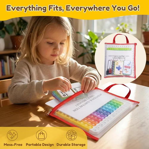 Vista 7 de JoyCat Tarjetas Didácticas de Suma + Gráfico, 78 Tarjetas Perforadas para Niños de Pre K, 1º, 2º, 3er Grado, Herramientas de Aprendizaje