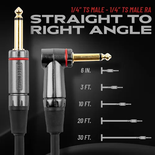 Vista 5 de By Gator Cases Headliner Series Premium 3 pies recto a ángulo recto cable para instrumentos de guitarra (GCWH-INS-03RA)