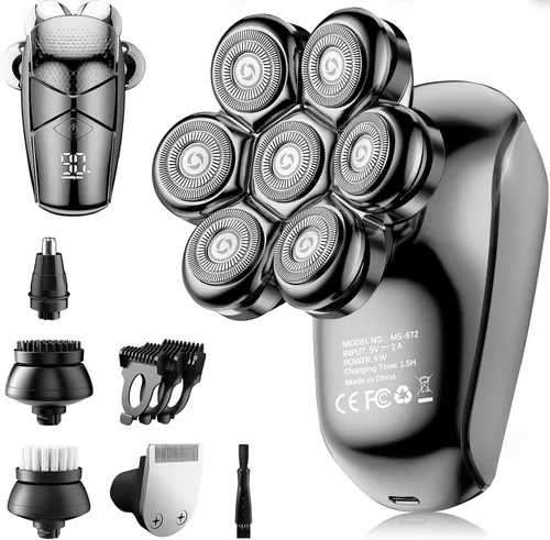 Vista 12 de Head Shavers for Bald Men: 5-in-1 Electric Razor - IPX7 Waterproof Shaving Grooming Kit for Balder - Turbo Speed & Precision Blades (Little Gold)