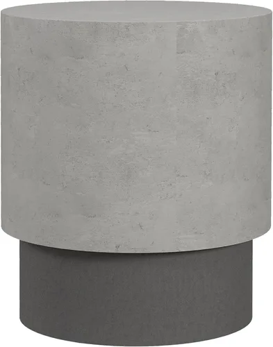 HOMCOM Mesa auxiliar con acabado de hormigón, mesa auxiliar redonda con 4 pies ajustables, ligera para interiores y exteriores, color gris